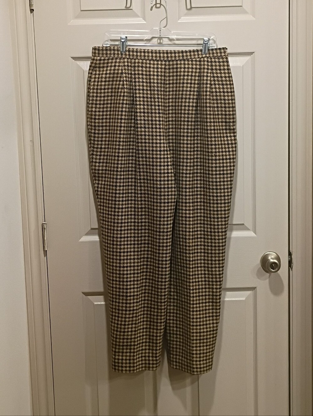 Vintage JONES NEW YORK 100% pure Worsted Wool houndstooth brwn/blk Plus Size 16